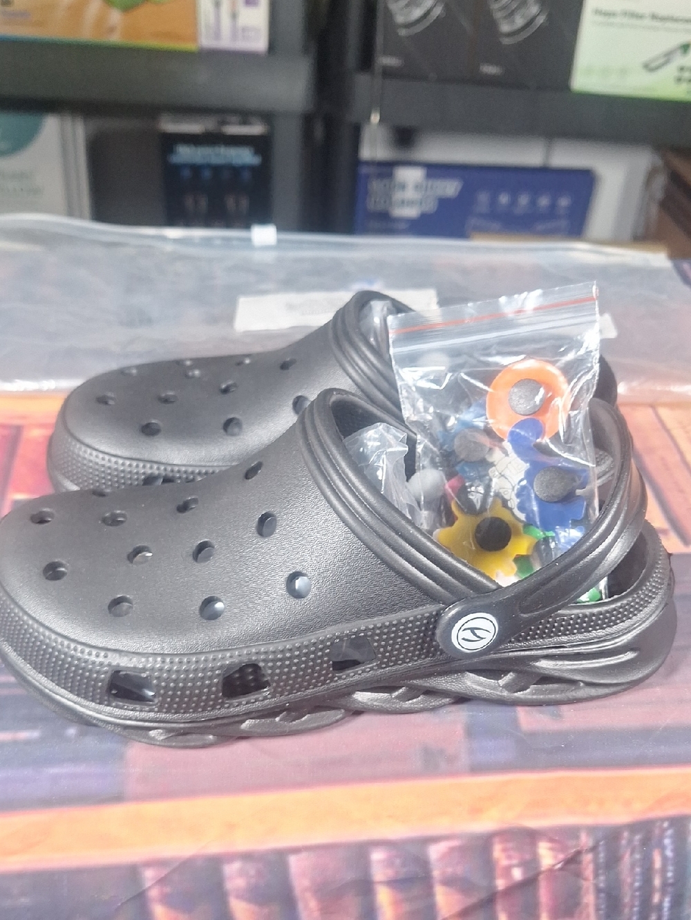 Kids Black Croc Sandals - With Jibbitz  Comfortable Slip-On